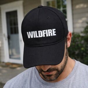 Wildfire Men’s Black Embroidered Adjustable Strapback Dad Hat Cap